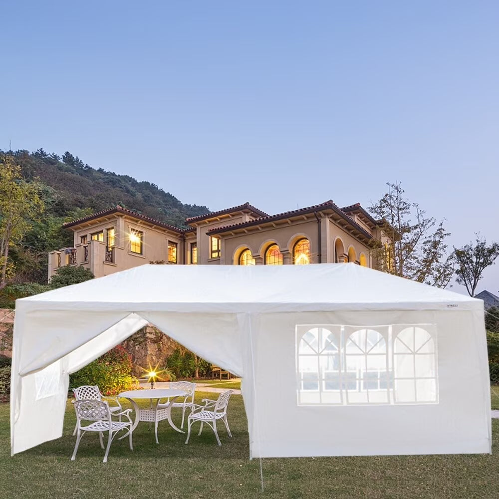 Waterproof Tent with Spiral Tubes White 3 x 6m-6Sides U863