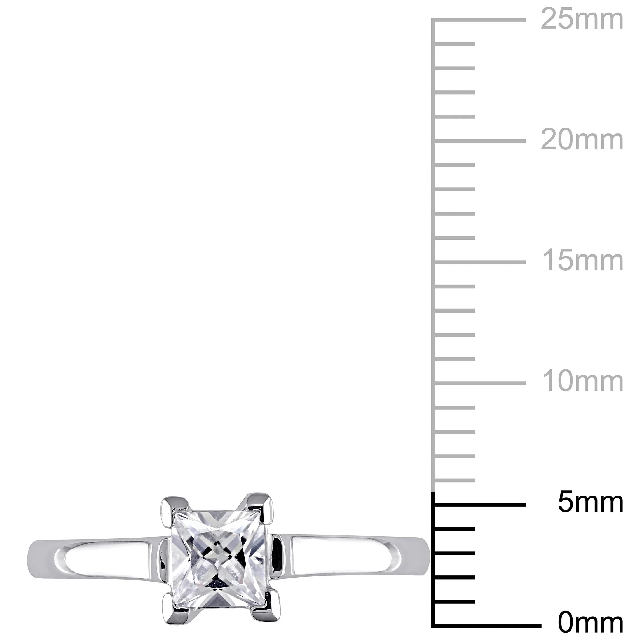 10kt White Gold Created White Sapphire Solitaire Ring N76015