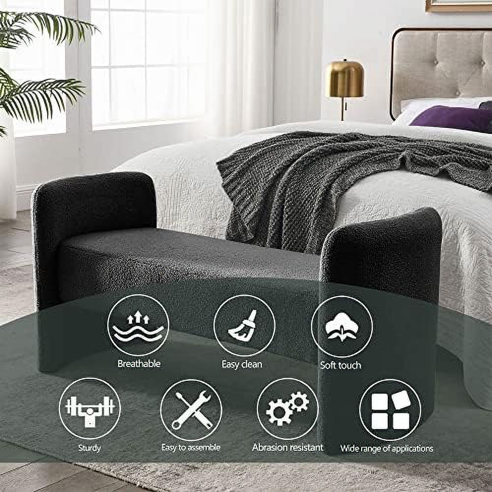 Black Velvet Ottoman Bench T1919