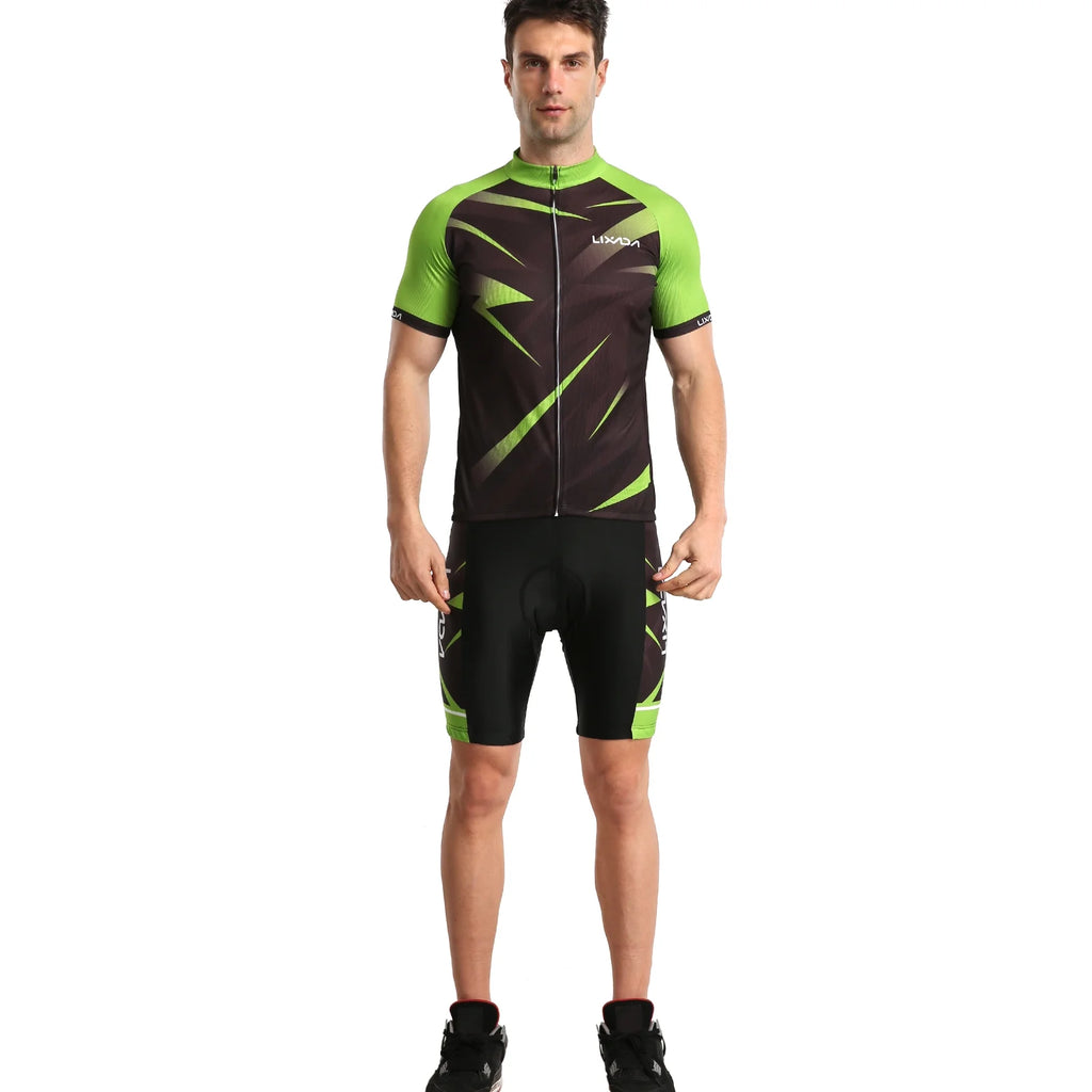 Men Cycling Jersey Short Sleeve Bike Shirt Padded Shorts MTB Clothing Suit Y27804