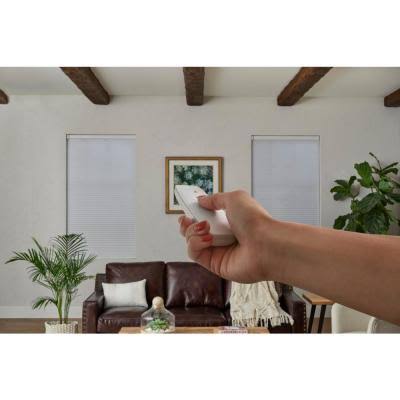 White Cordless Blackout Motorized Cellular Shade with Remote Control C722609