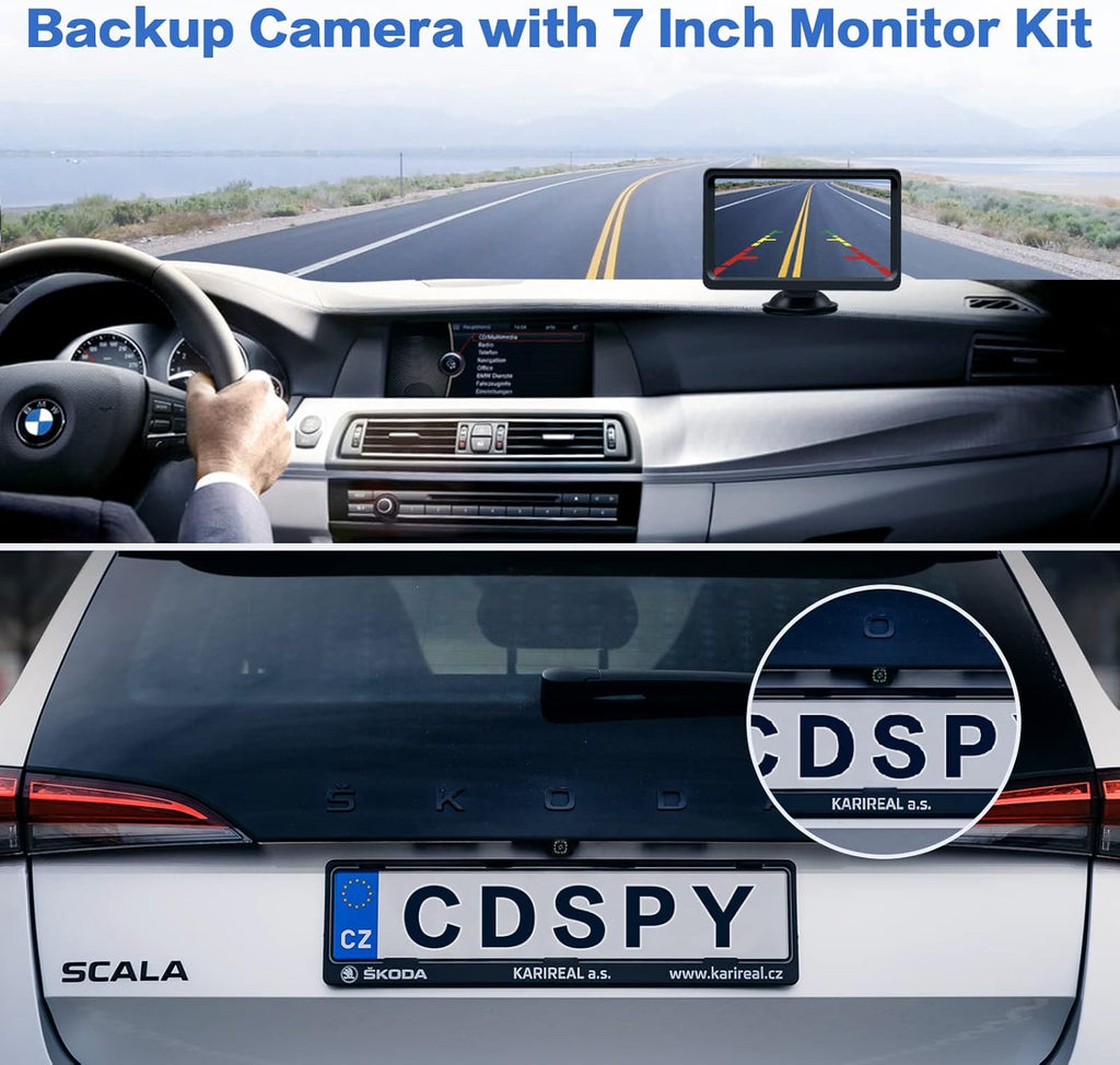 7 Inch Monitor Kit HD 1080P IP69 Waterproof Rear View Camera with 12 LED, Pack of 2 R1301