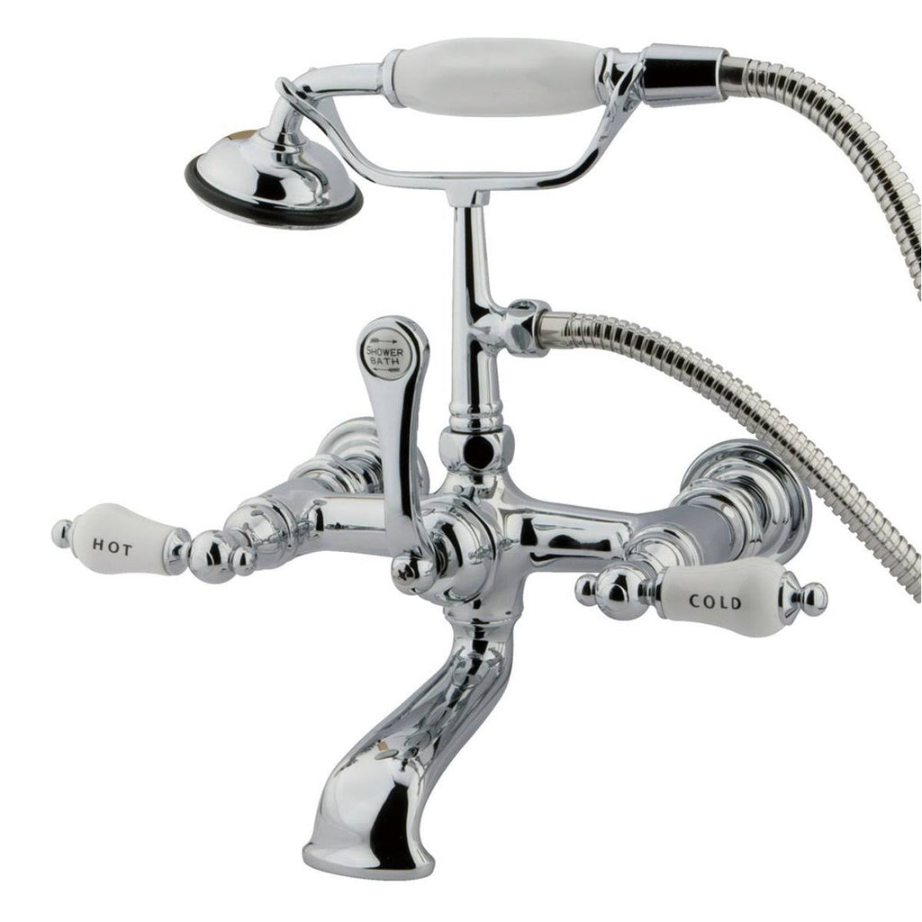 Vintage Satin Nickel Wall Mount Clawfoot Tub Filler with Hand Shower I912208