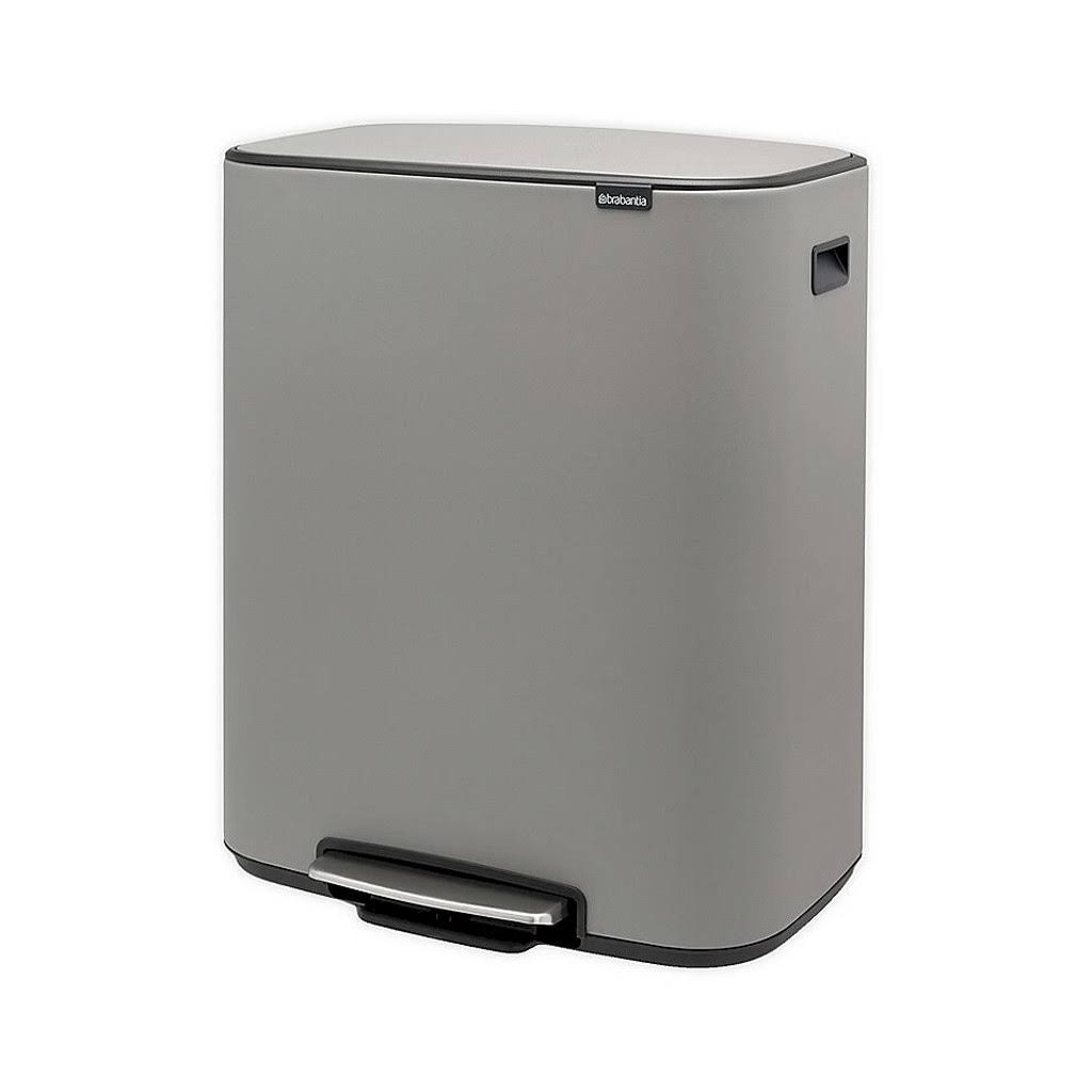 Concrete Grey 60-Liter Steel Pedal Bin Trash Can A824621