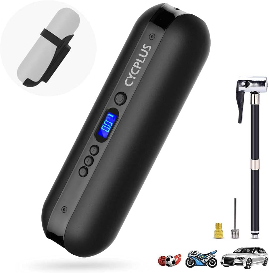Portable Air Compressor Mini Inflator Electric Pump Rechargeable Li-Ion Battery 150PSI Power Bank Digital LCD LED Emergency Light Pack of 2 S438