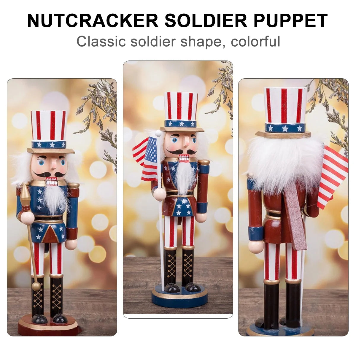 Patriotic Wooden Nutcracker Soldier Decoration Doll D50653