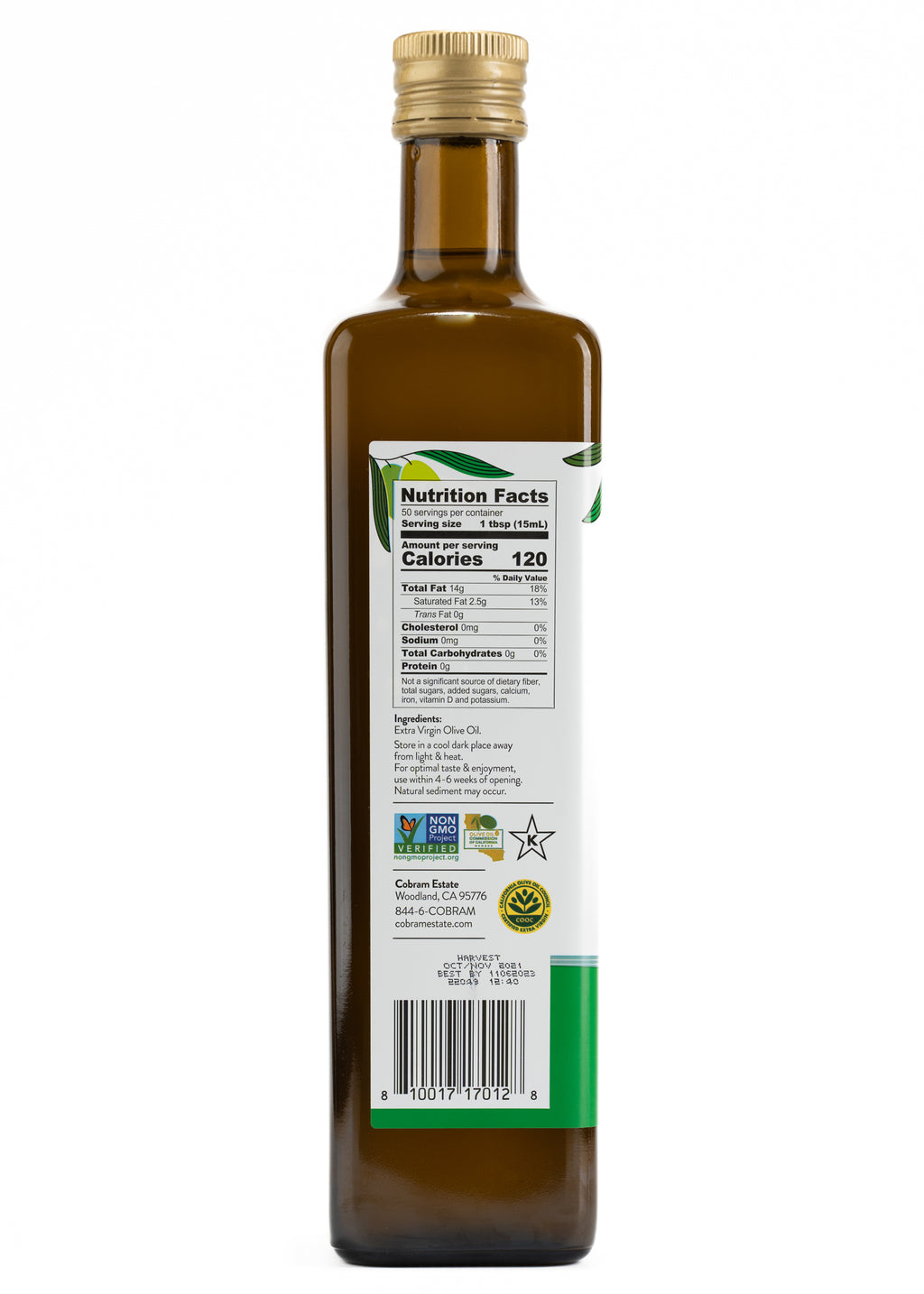 100% California Extra Virgin Olive Oil, 25.4 fl oz Glass Bottle T467526