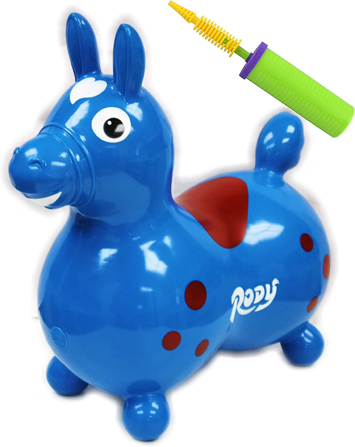 Blue & Red Inflatable Bounce Horse E400