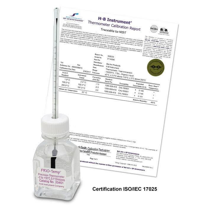 Oven Verification Thermometer with Calibration Report; 95 to 115C S24902