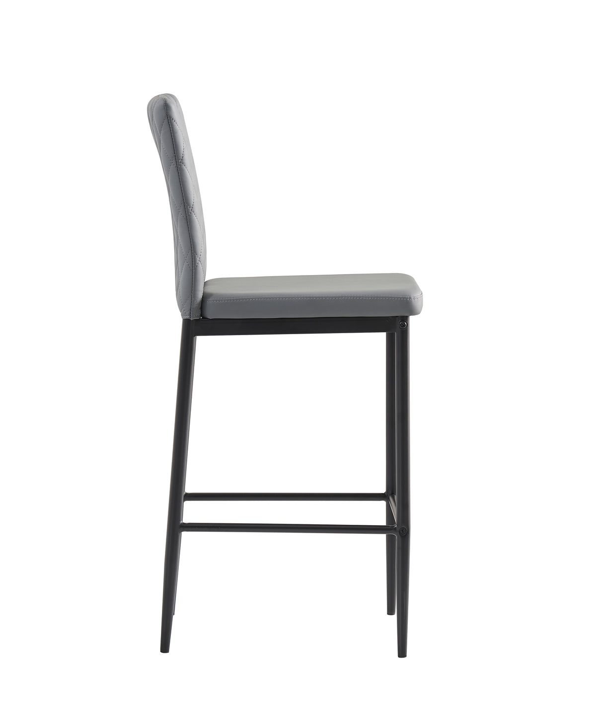 Gray Leather Bar Stools, Set of 2 Q7843