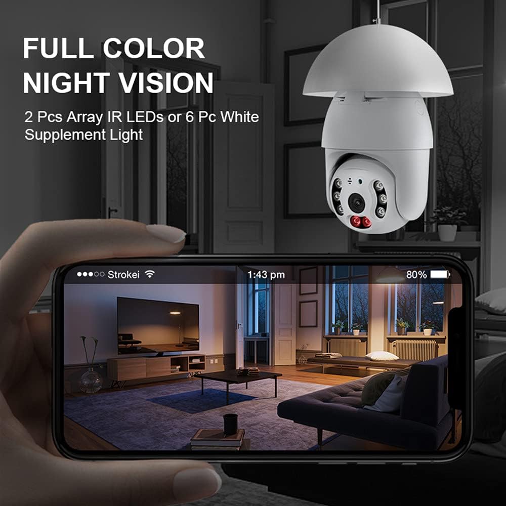 2K 3.0MP Wireless PTZ Security Camera with E27 Bulb Connector, Pack of 2 S875520