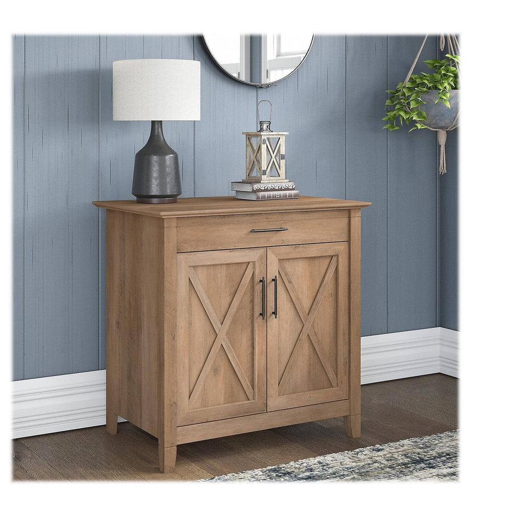 Reclaimed Pine Secretary Desk with Keyboard Tray and Storage Cabinet D43516