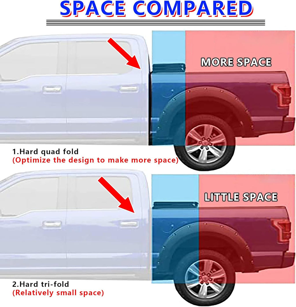 5'5" Hard Fiberglass Quad Fold Truck Bed Tonneau Cover M774