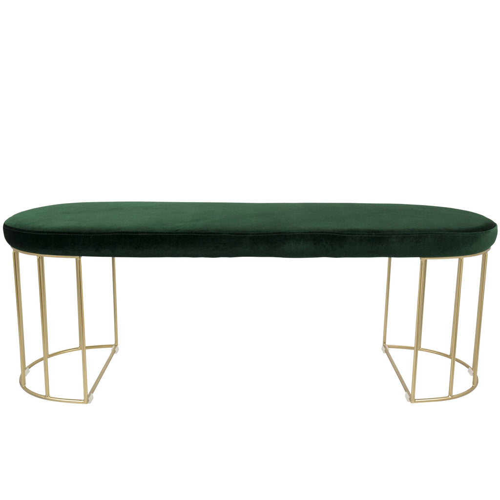 Gold and Green Velvet Dining Bench S355