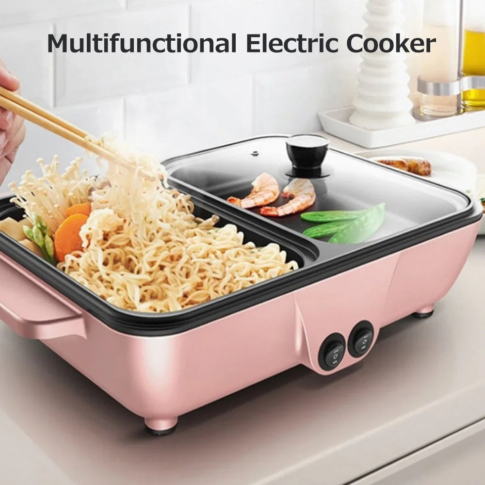 2 IN 1 Electric Grill Pan Hot Pot Barbecue Machine W17271
