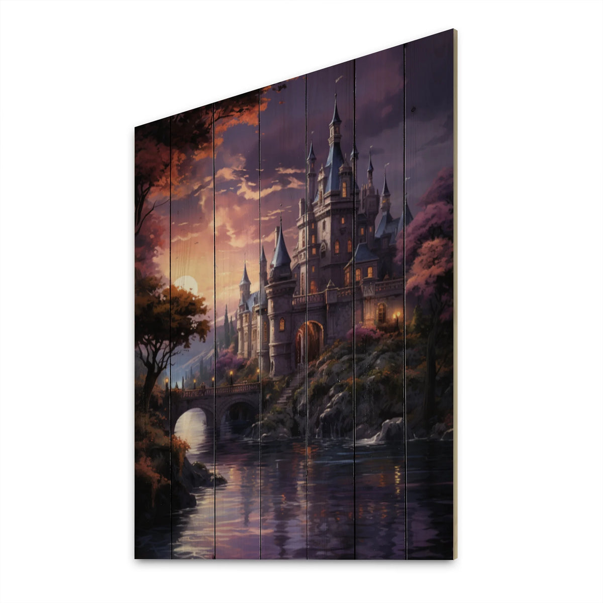 Castles Twilight Deep II Print on Natural Pine Wood L69136