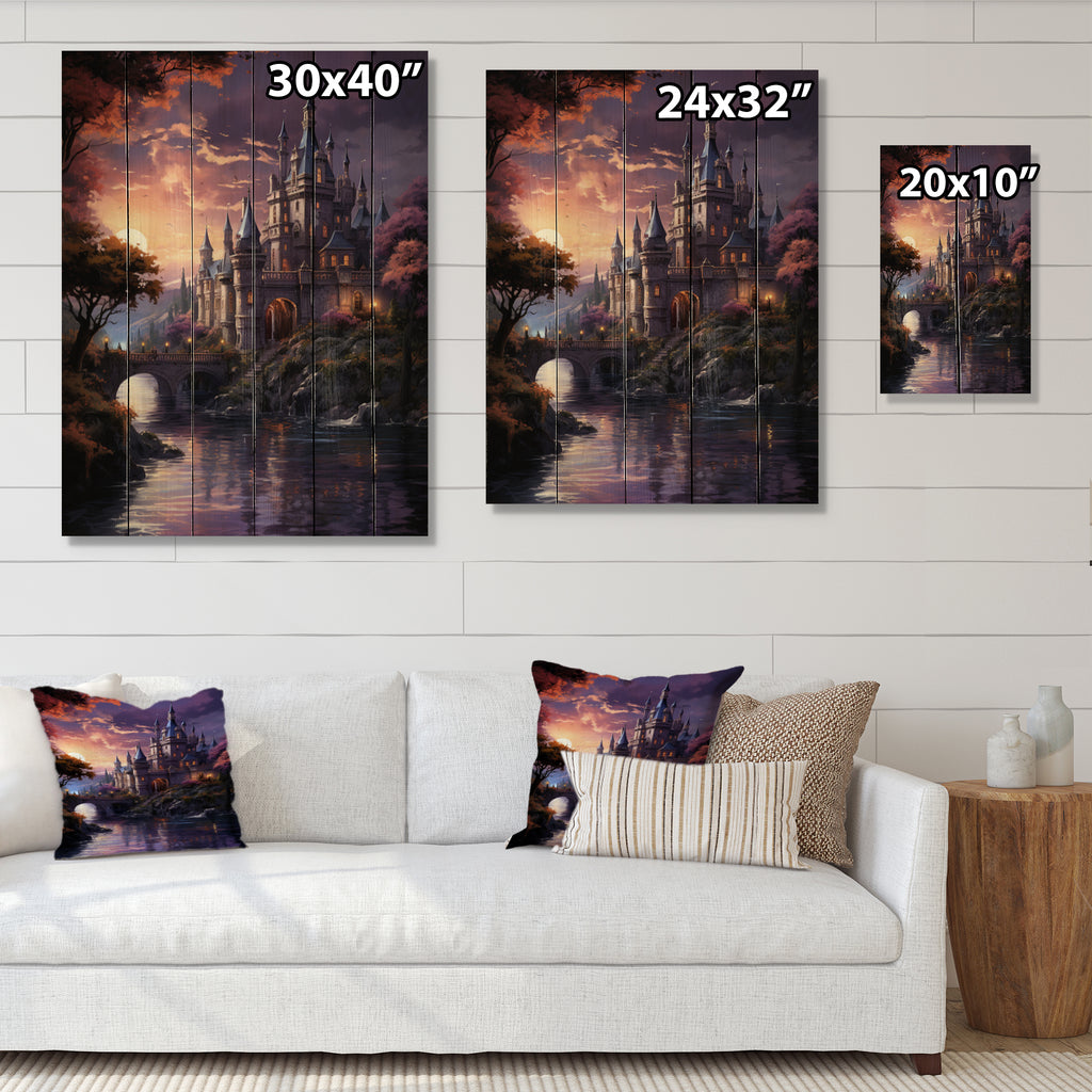 Castles Twilight Deep II Print on Natural Pine Wood L69136