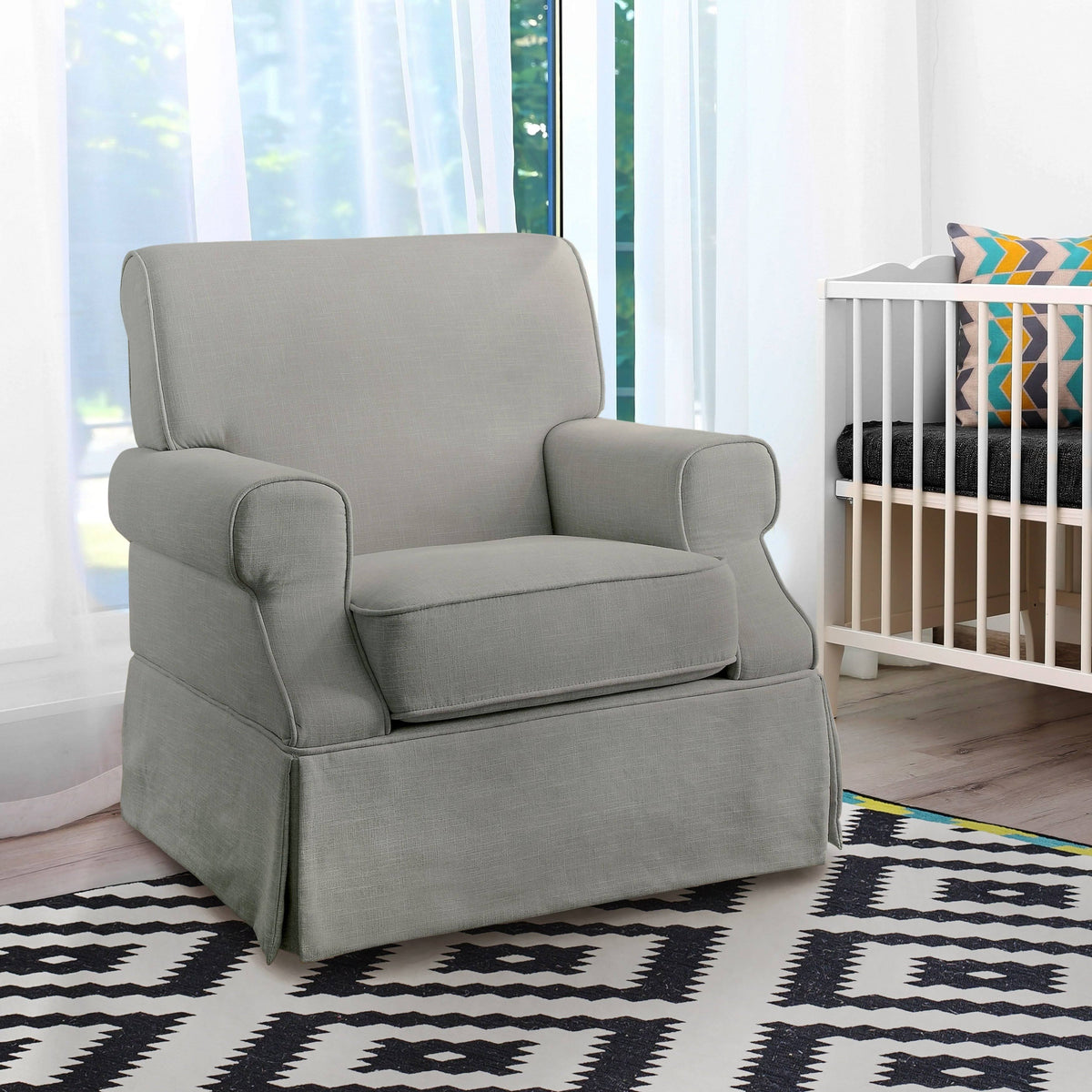 Beige Linen Fabric Swivel Chair E712948