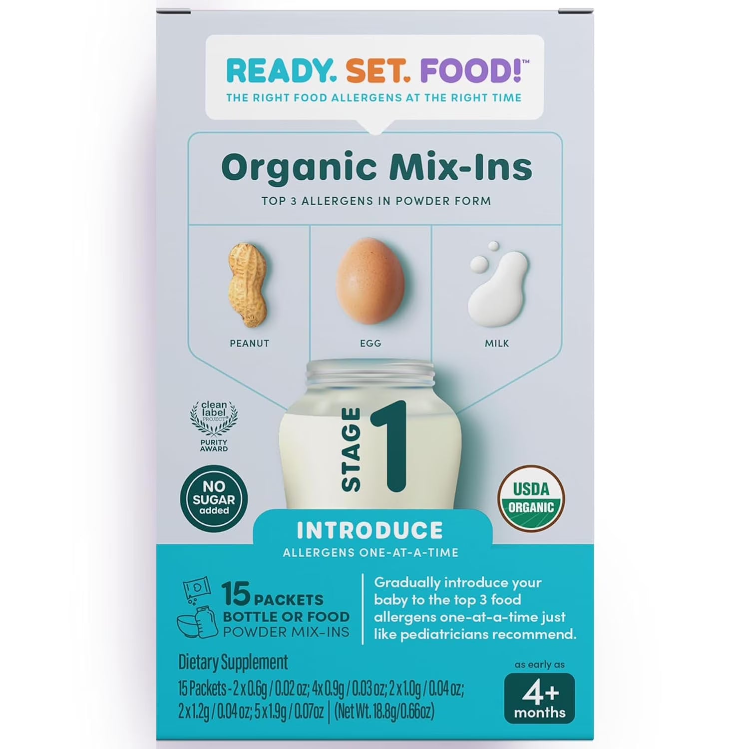 Organic Early Allergen Introduction Mix-Ins, Stage 1 15 Day, Unflavored Z3999