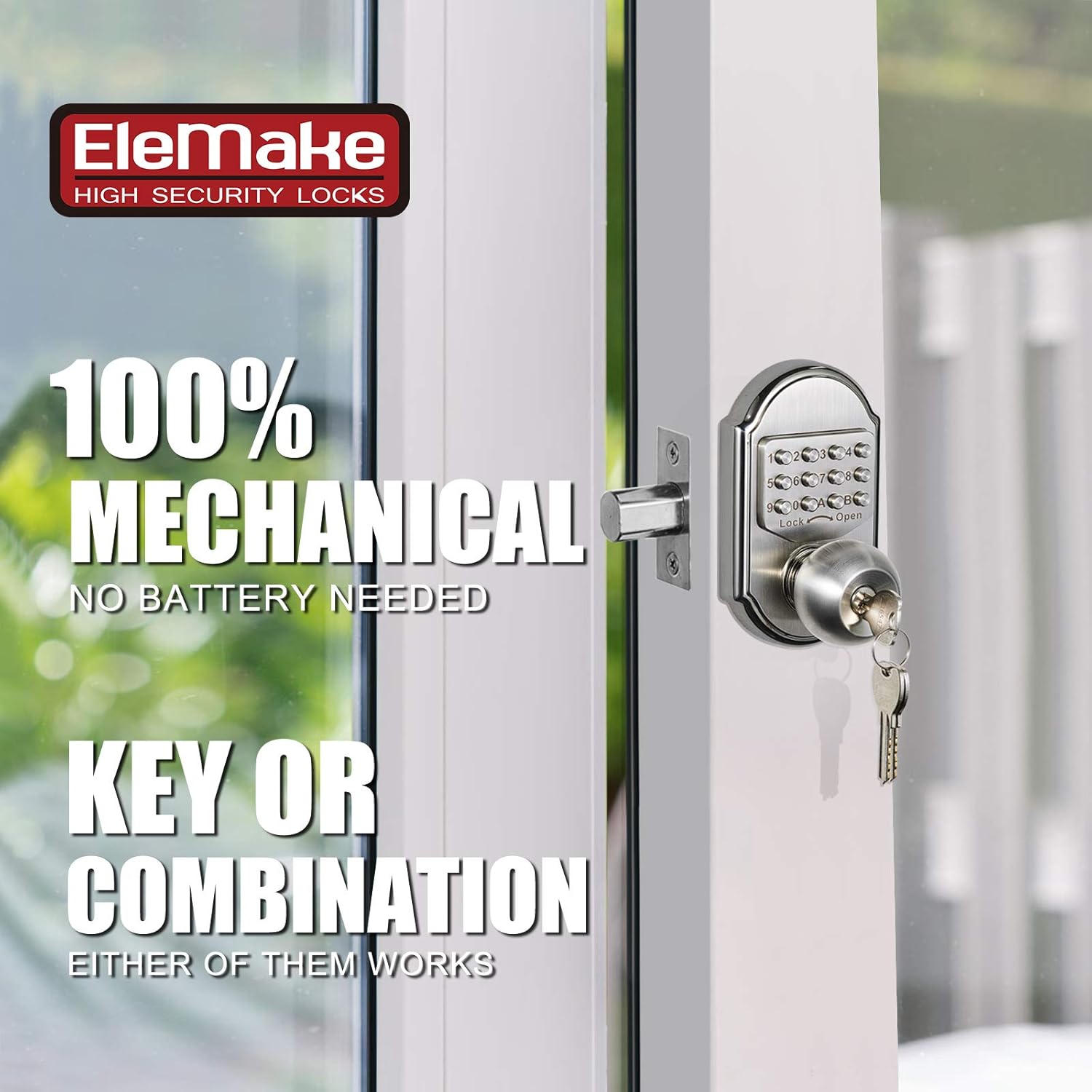 Keyless Entry Deadbolt Stainless Steel Digital Code Keypad Door Knob Weatherproof Pack of 2 U250