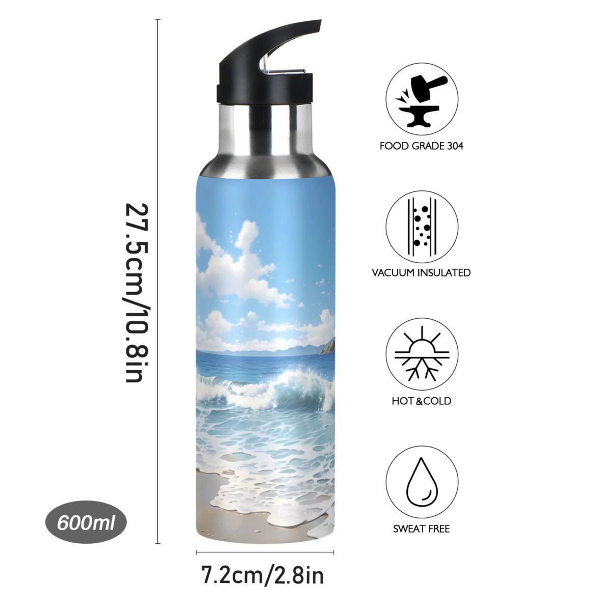 Insulated Stainless Steel Water Bottle with Straw Lid 20 oz G6150