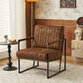 Brown Faux Leather Accent Chair with Metal Frame R58398