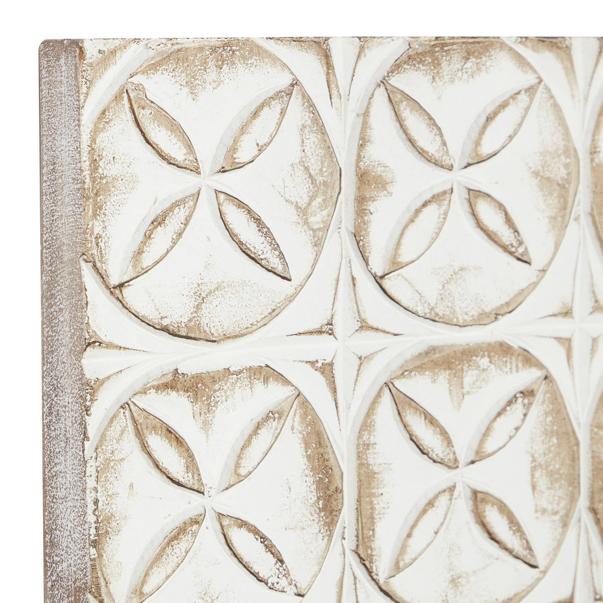 Rectangular White and Beige Wood Wall Decor 16 in. x 48 in. Z420376