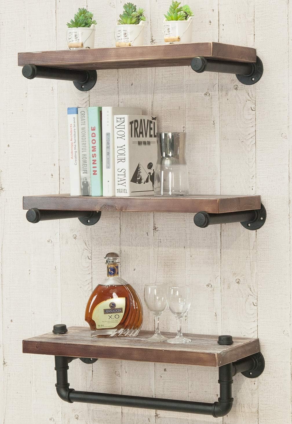 3-Tier Wall Mounted Iron Pipe Shelf V3651