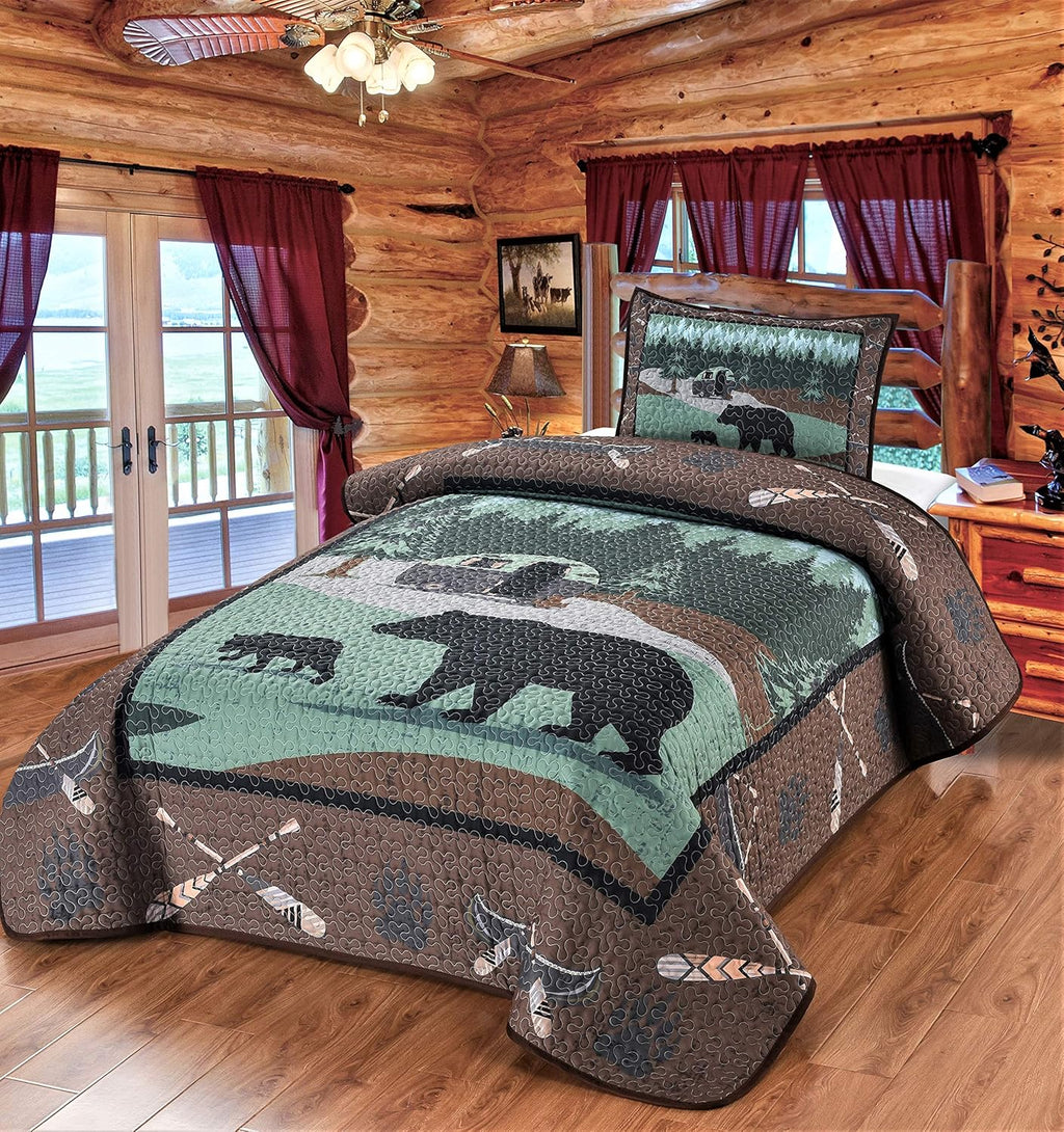 King Quilt Set 108 x 90 Rustic Bedding Set U310