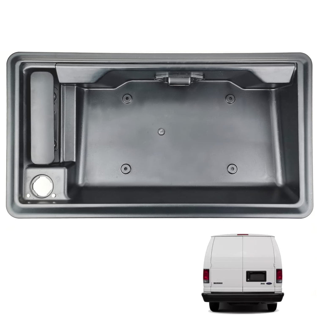 Right Side Rear Exterior Cargo Door Handle & License Plate Housing Frame Bracket for 08-21 Ford E150 E250 E350 E450, Pack of 2 D276