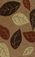 Brown Leaves Flowers 5' x 8' Oval Area Rug Z947