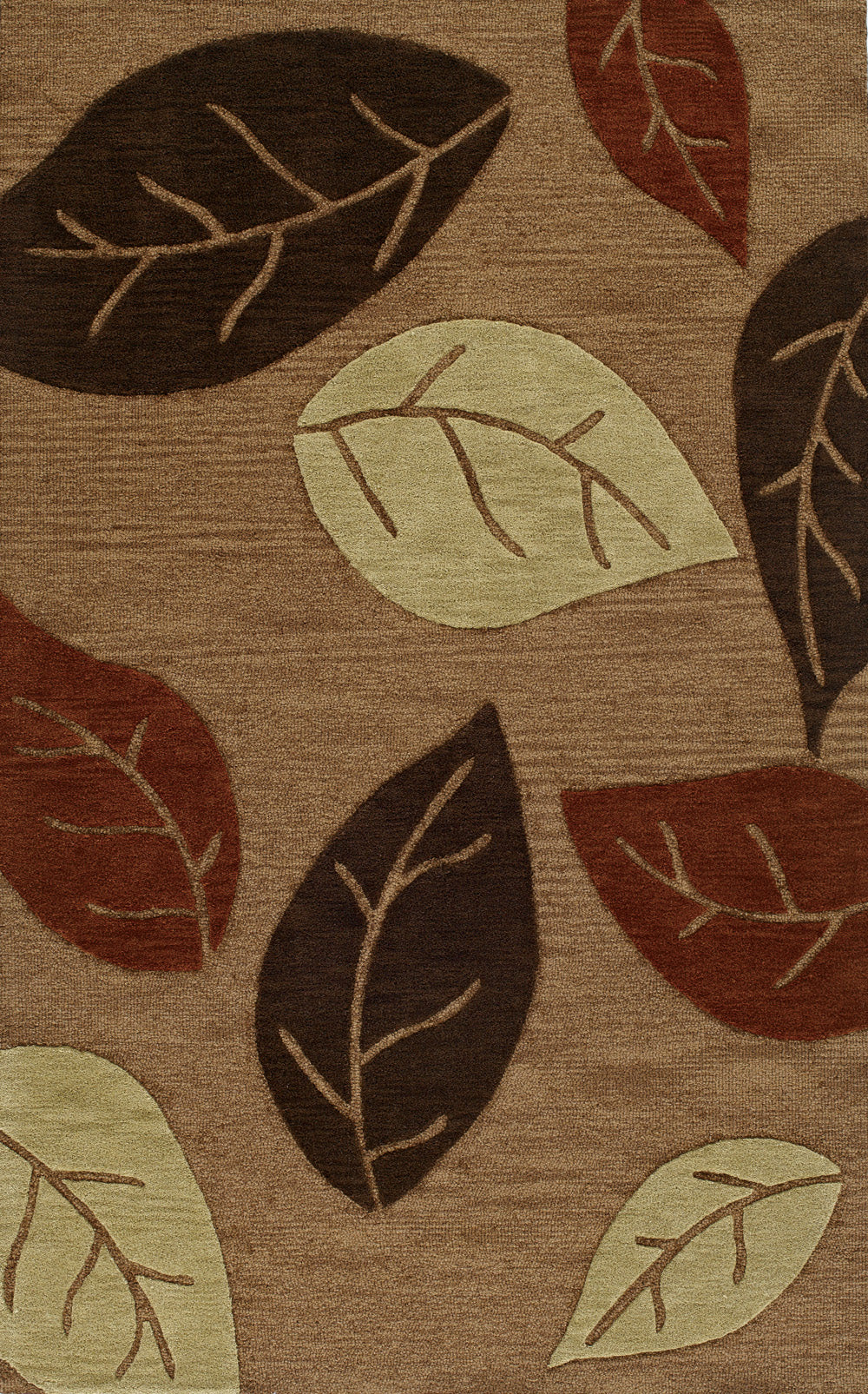 Brown Leaves Flowers 5' x 8' Oval Area Rug Z947