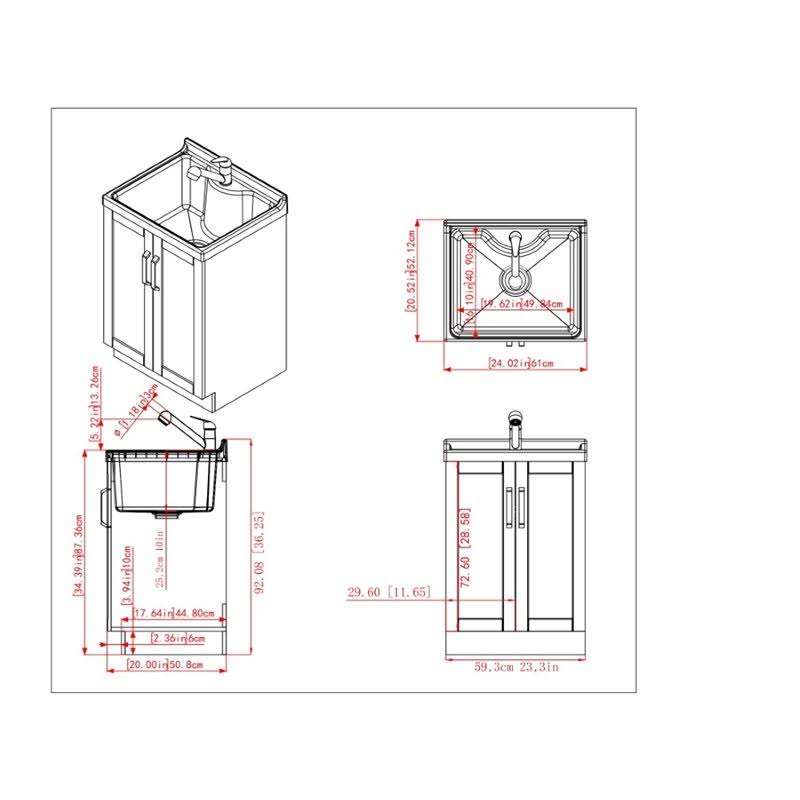 Laundry Cabinet with Pull-Out Faucet and ABS Sink, Pure White G97965