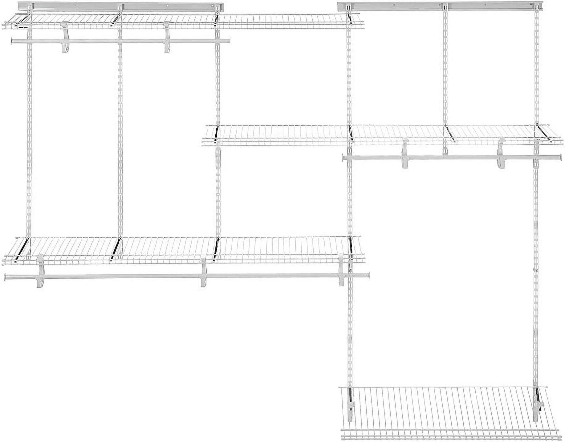 White Steel Wire Closet Organizer System with Shelves and Clothes Rods P1841
