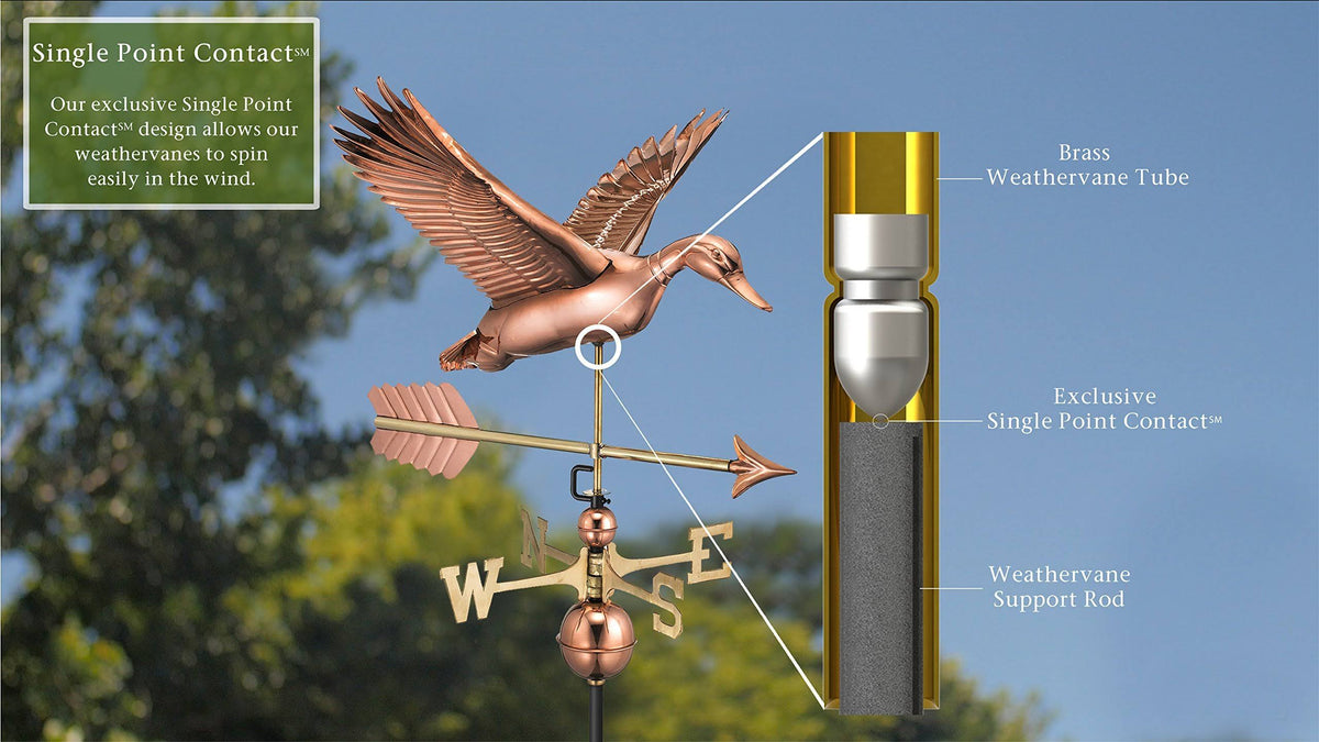 Flying Duck with Arrow Weathervane - Pure Copper A3084