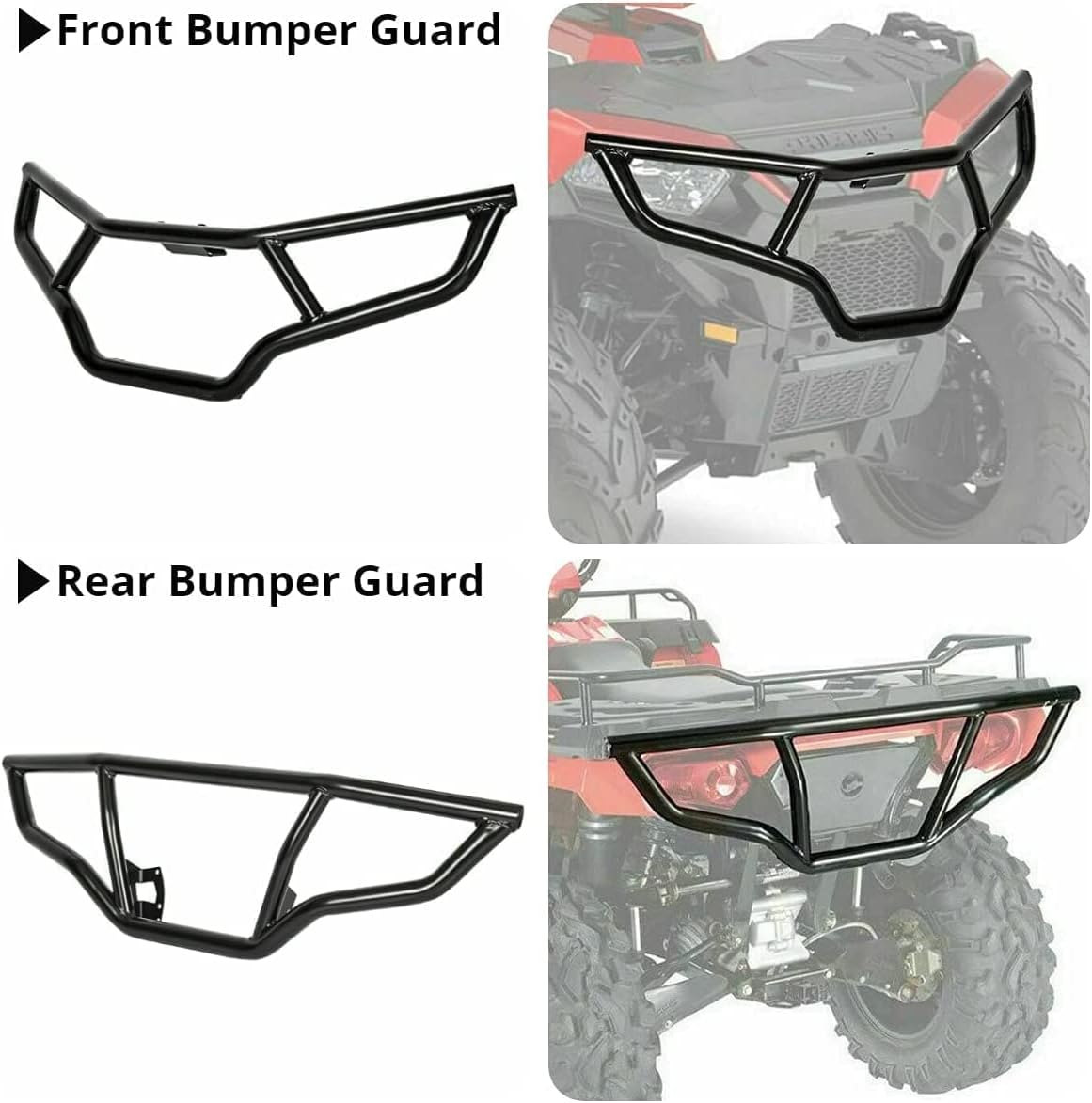 ATV Front and Rear Brush Guard Bumper Protector (Set of 2) N7502
