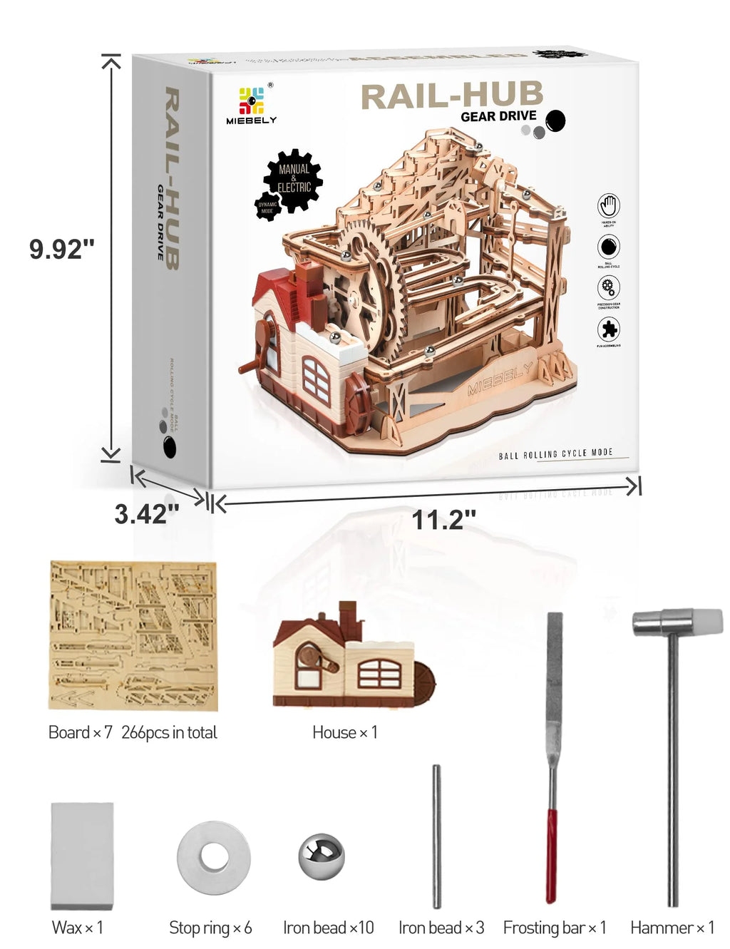 3D Wooden Puzzles Marble Run Model Building Kits with Motor W14579