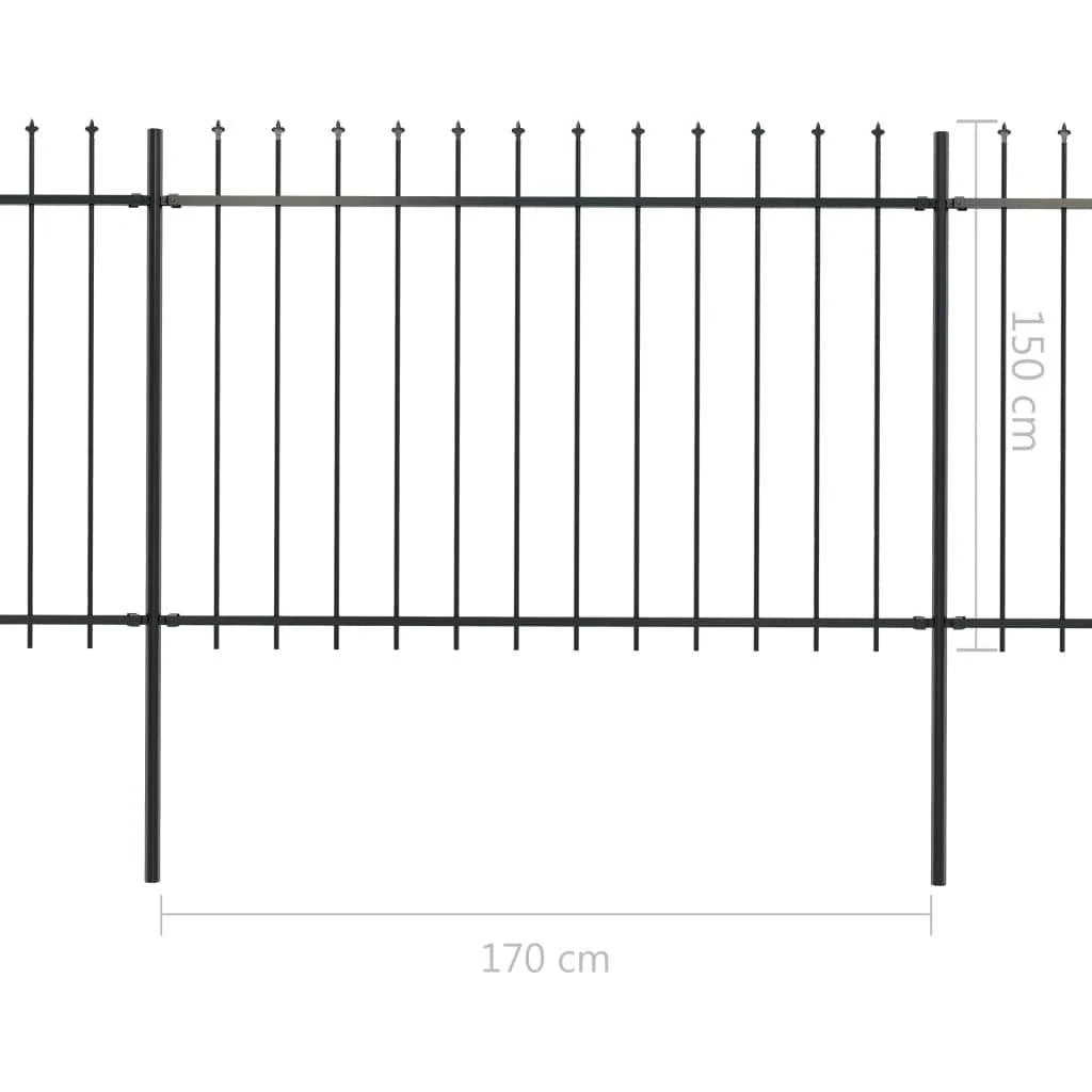Black Steel Garden Fence with Spear Top D3699