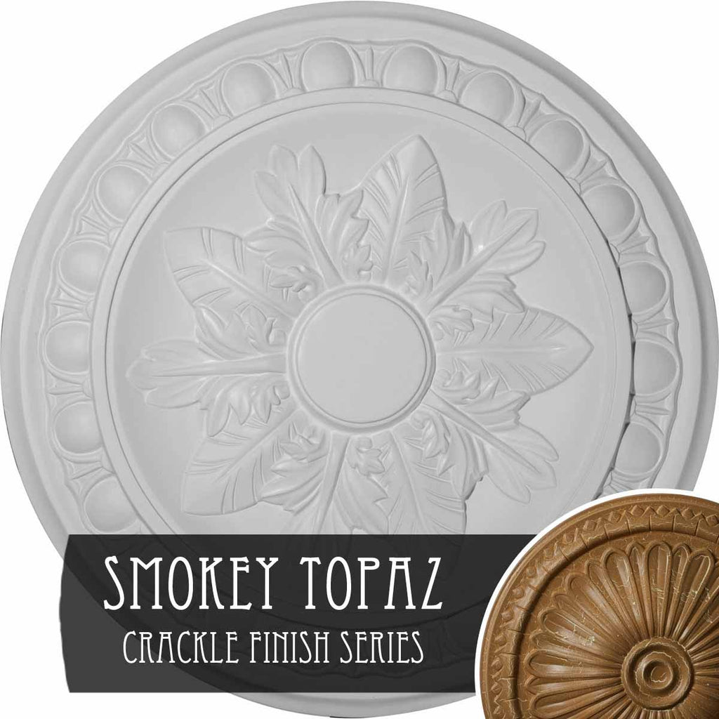 17 3/4x22OD x 1 1/8x22P Ceiling Medallion, Hand-Painted Smokey Topaz Crackle N988156