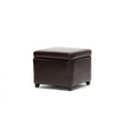 Dark Brown Faux Leather Storage Cube Ottoman X470517