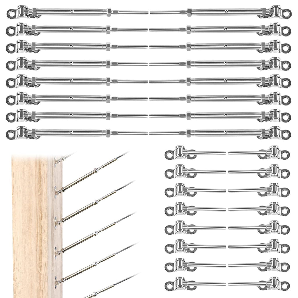 16Set Cable Railing Kit 1/8 T316 Stainless Steel Angle 180° Adjustable L424769