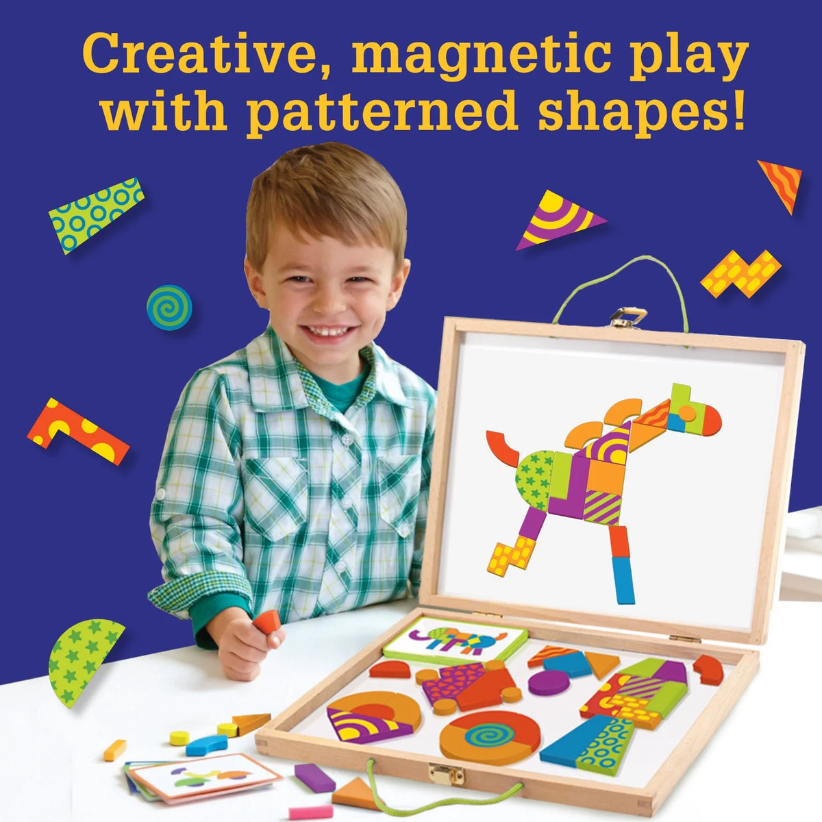 42 Brightly Colored Wooden Magnetic Blocks with 50 Puzzles V529