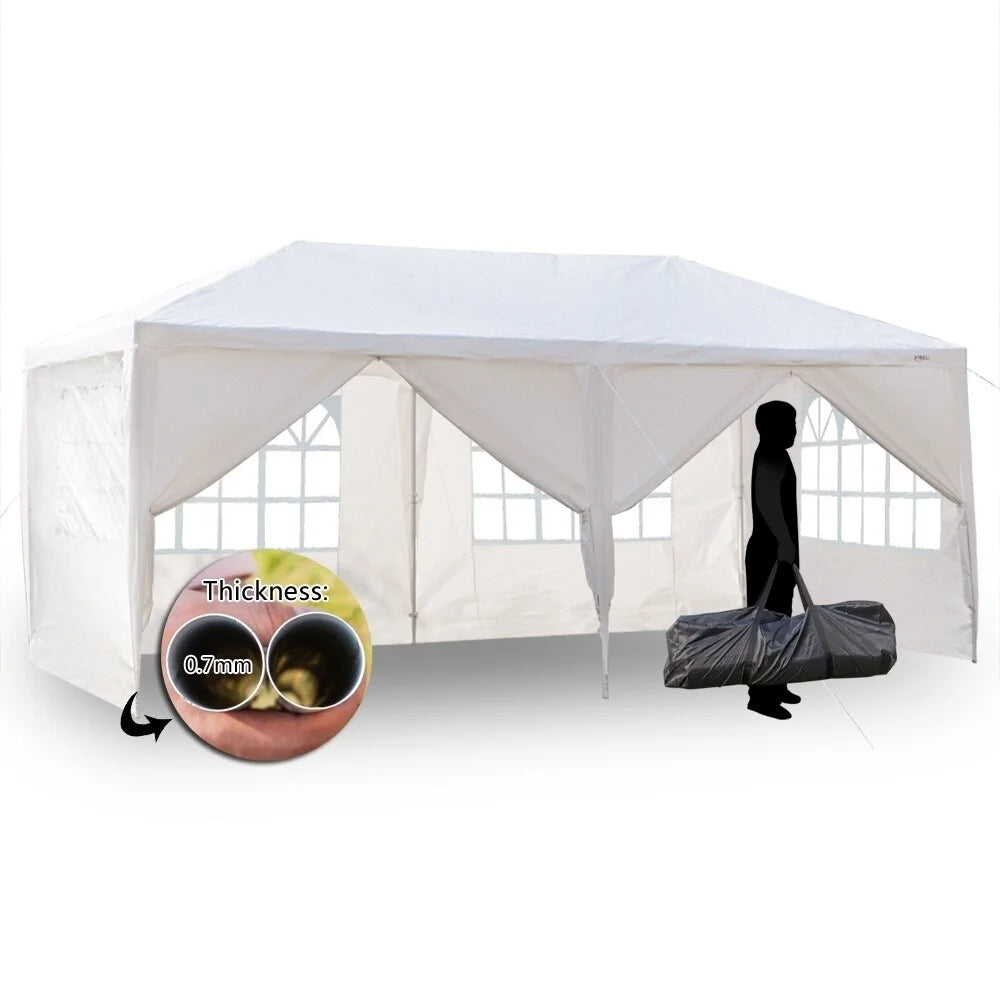Waterproof Tent with Spiral Tubes White 3 x 6m-6Sides U863