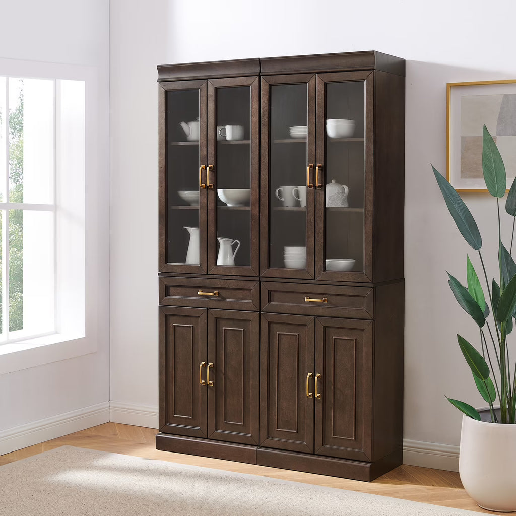 Coffee Wood Kitchen Storage Pantry Set of 2 O769056