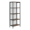 Tall Metal 4-Shelf Bookcase in Rich Walnut and Black B4020