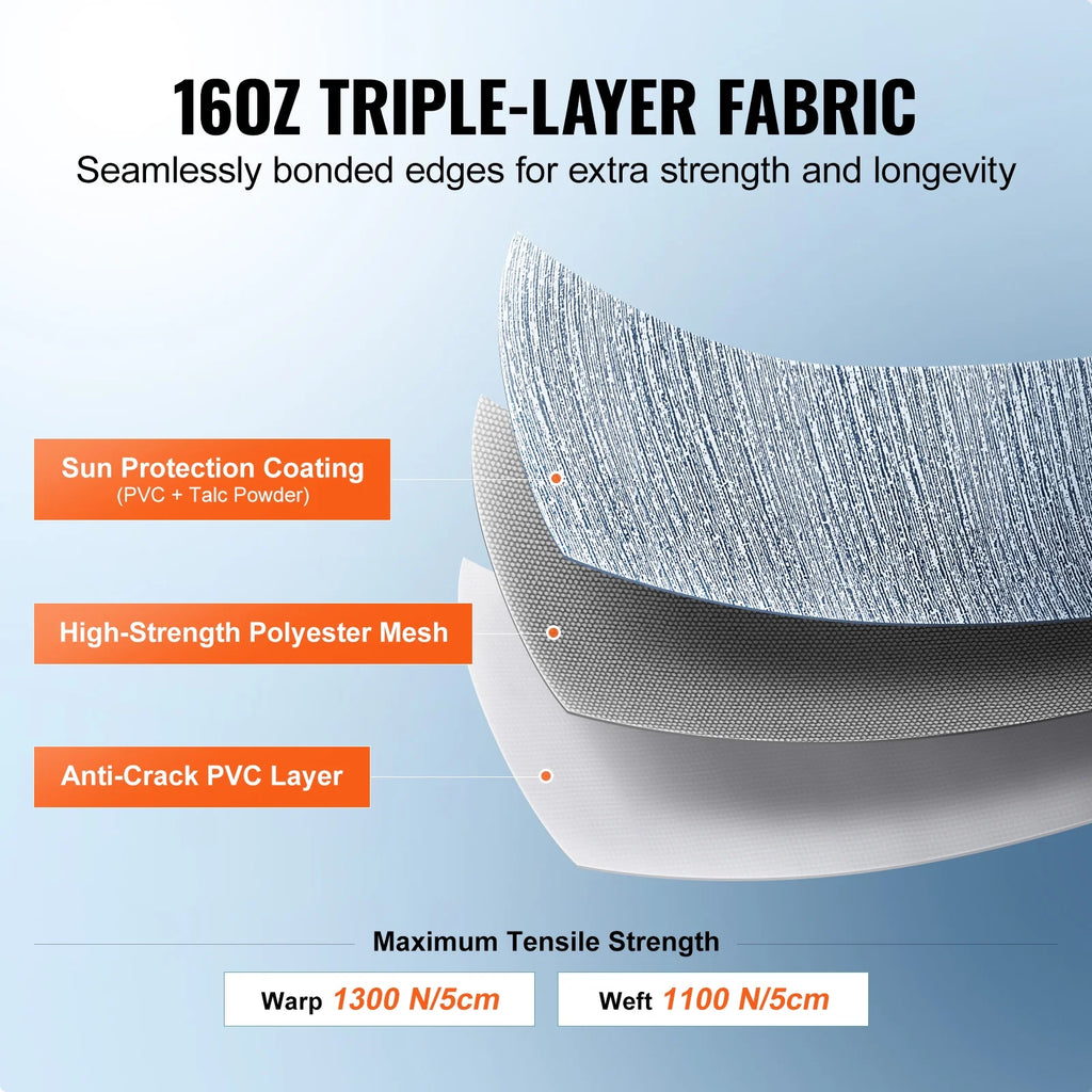 12' RV Awning Fabric Waterproof Replacement 16oz PVC Fabric D2546