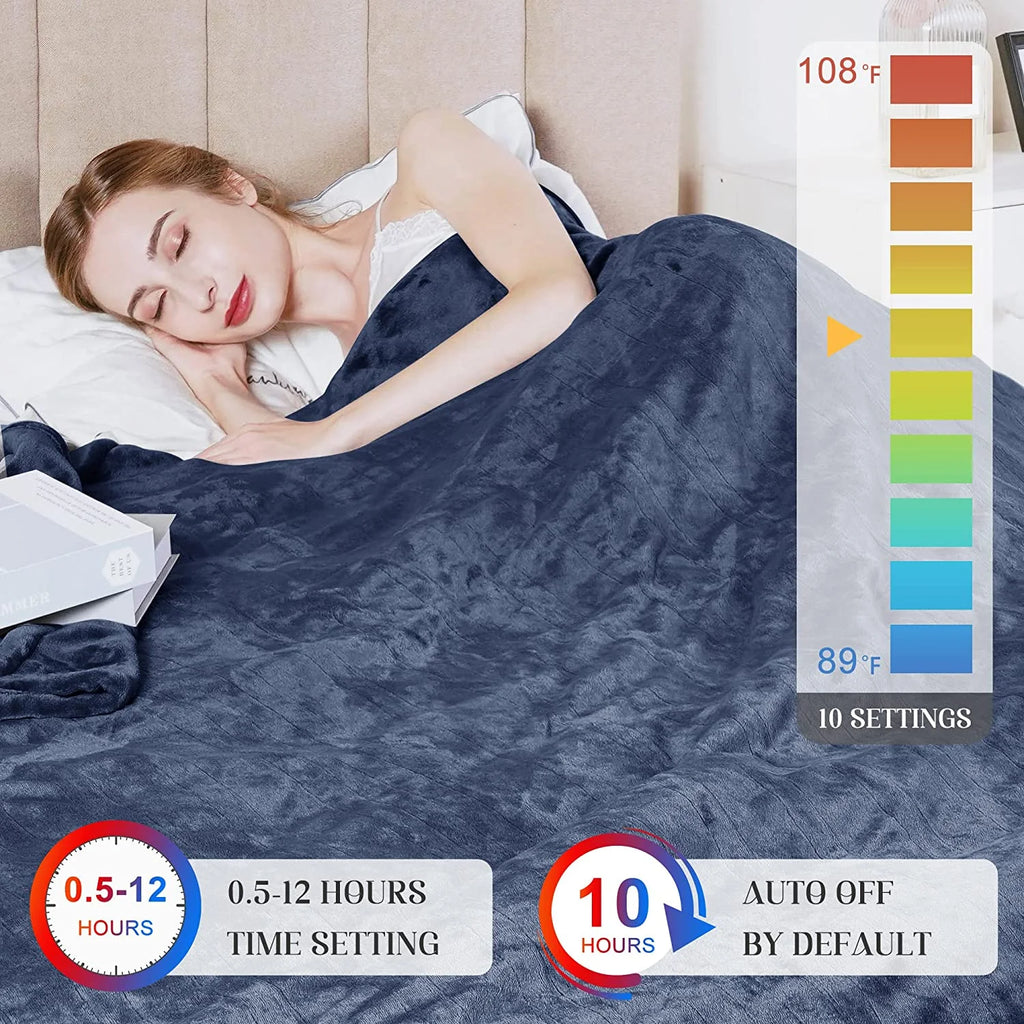 Heated Electric King Size Velvet Blanket with Dual Control Q55559