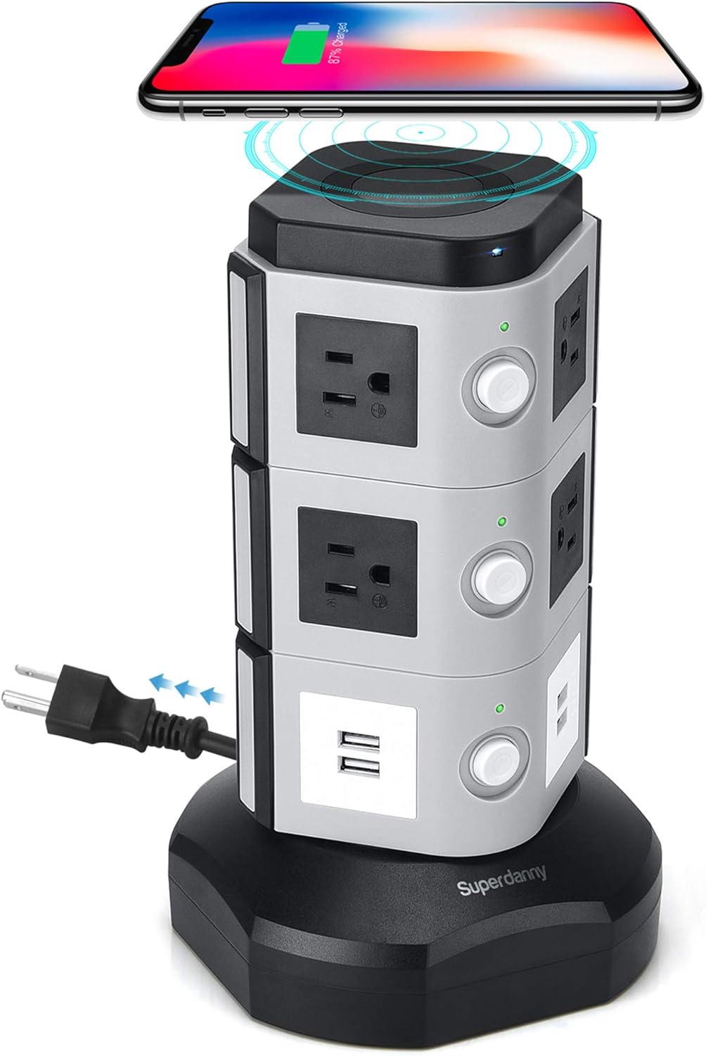 Gold 2 Pc Power Strip Tower with 12 AC Outlets and 6 USB Ports S11580