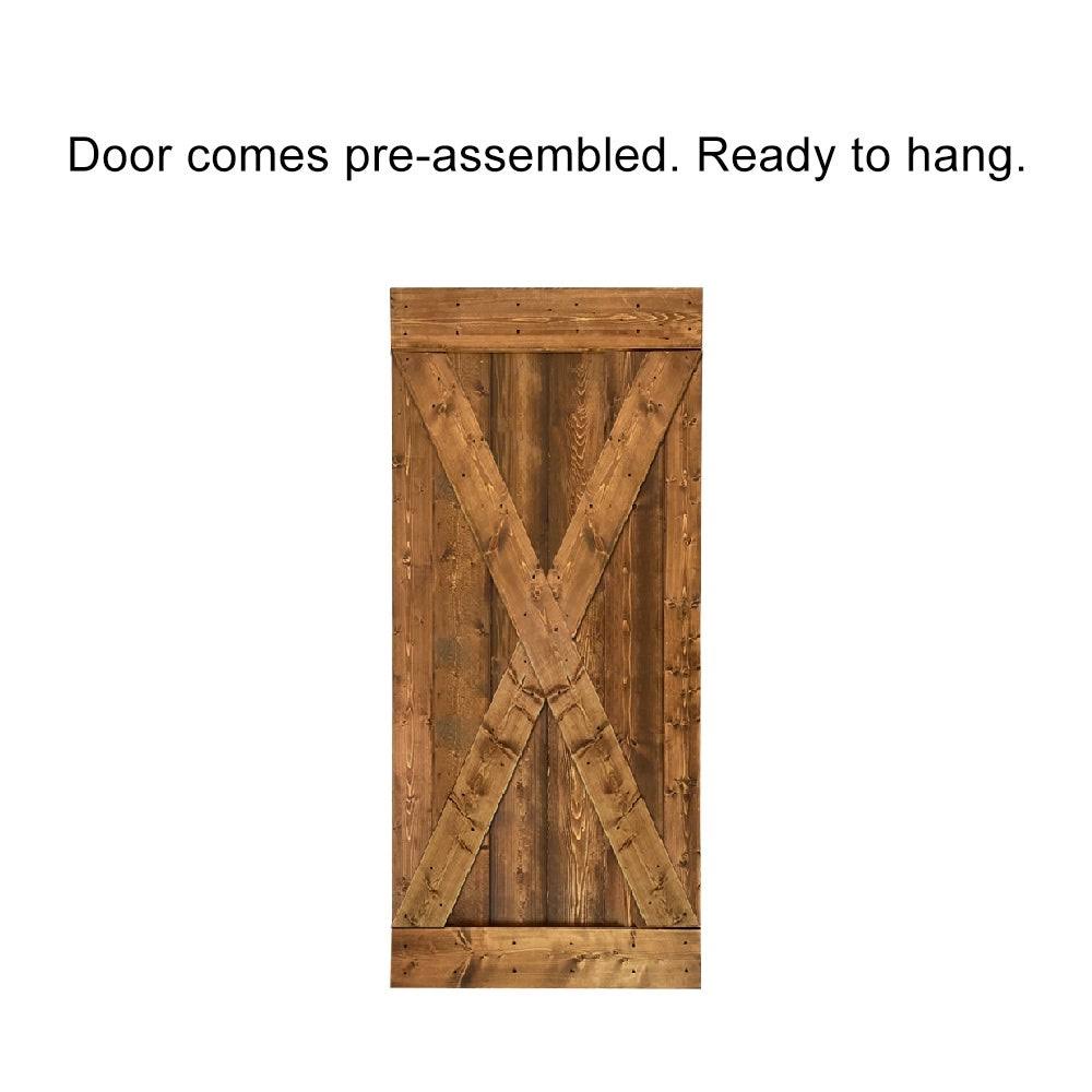 Ocean Blue Stained Wood Interior Sliding Barn Door with Hardware Kit G8572