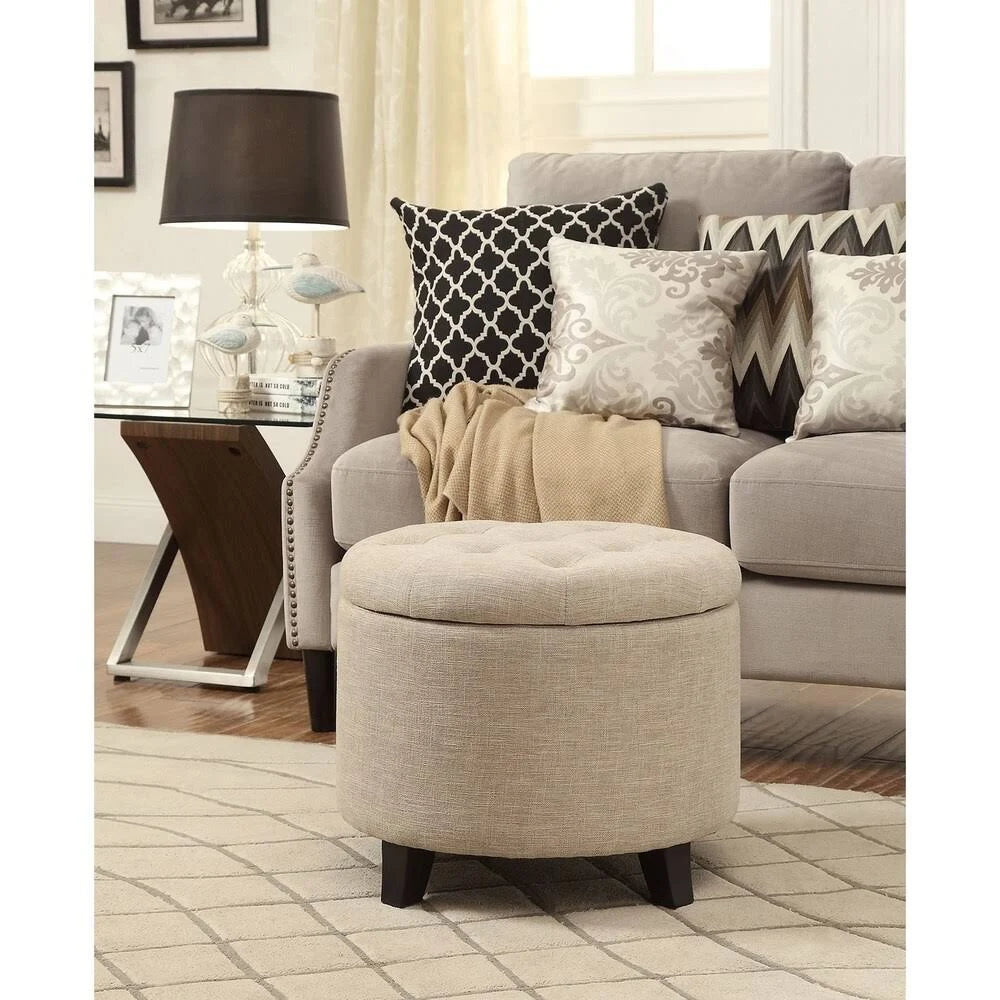 Green Fabric Round Ottoman B25584